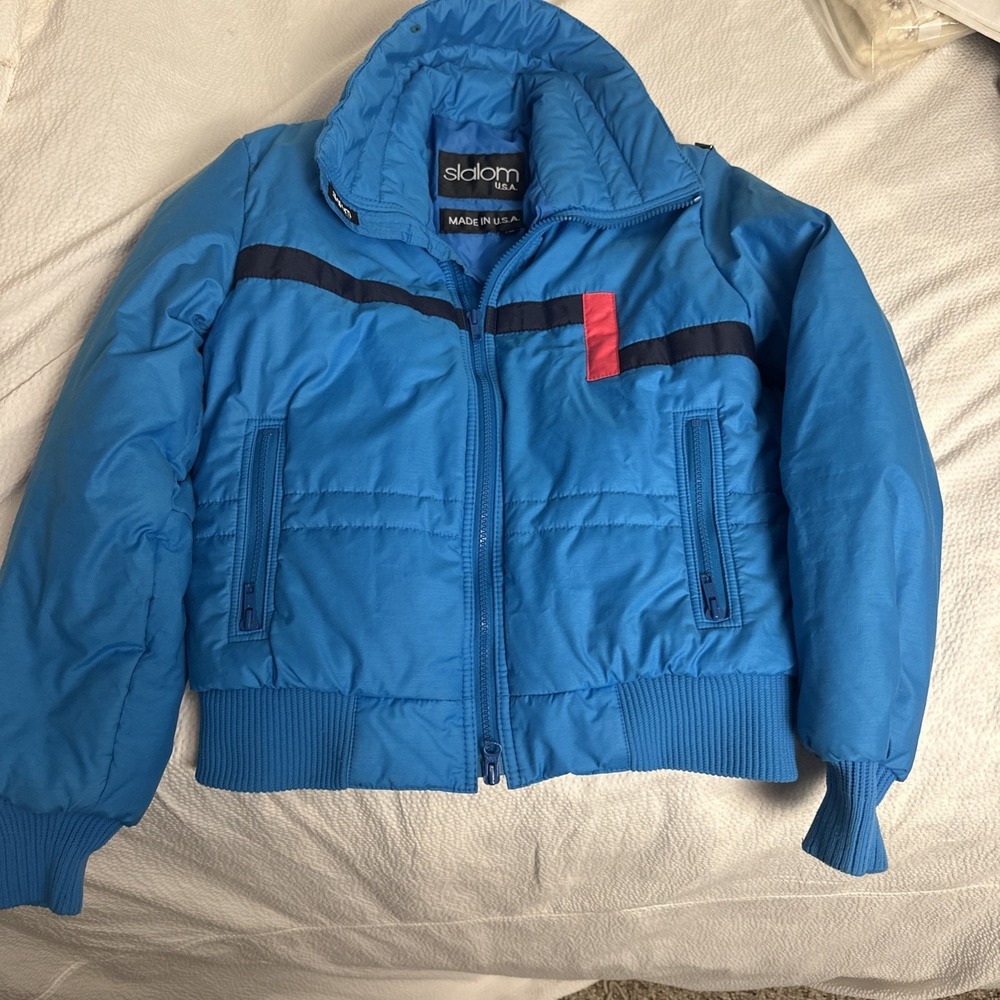 Vintage SLALOM USA Ski Jacket Coat Womens Size 10 Blue and Pinkish Red NV 80-90s